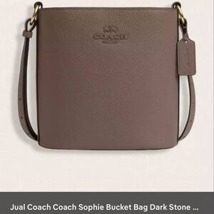 Coach Dark Stone Pebbled Leather Sophie Bucket Bag New w Tags